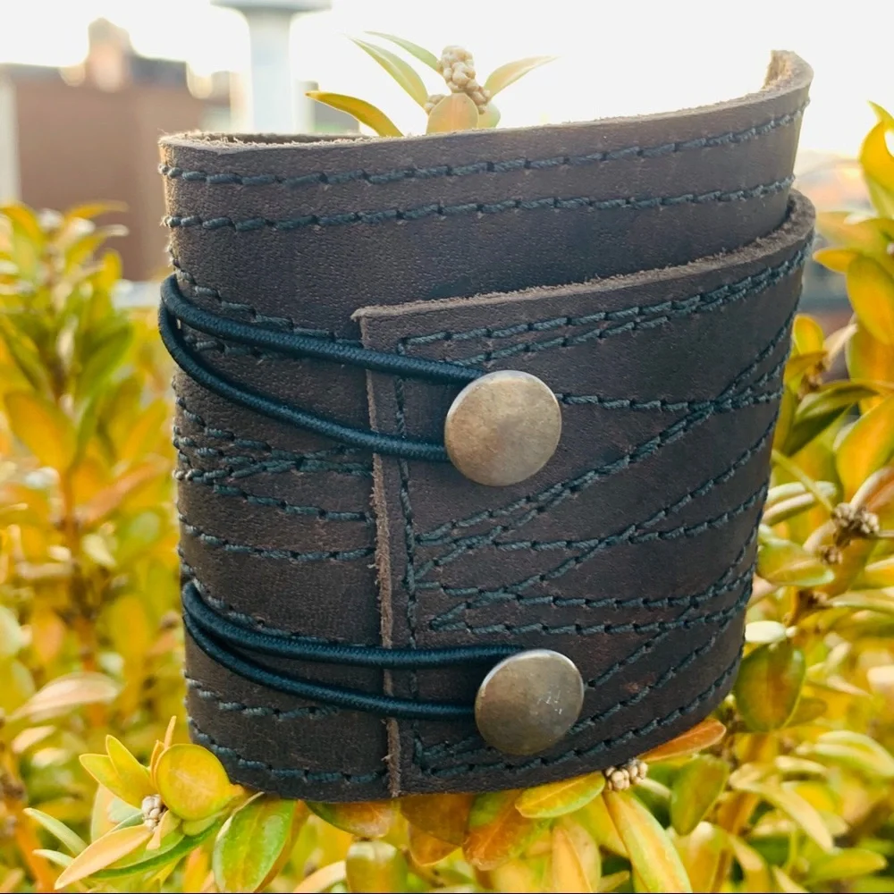 Wrap Genuine Leather Animal Call Wide Cuff Wrap Bohemian Bracelet